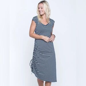 Toad&Co Women's Samba Muse Dress blue white stripe size small